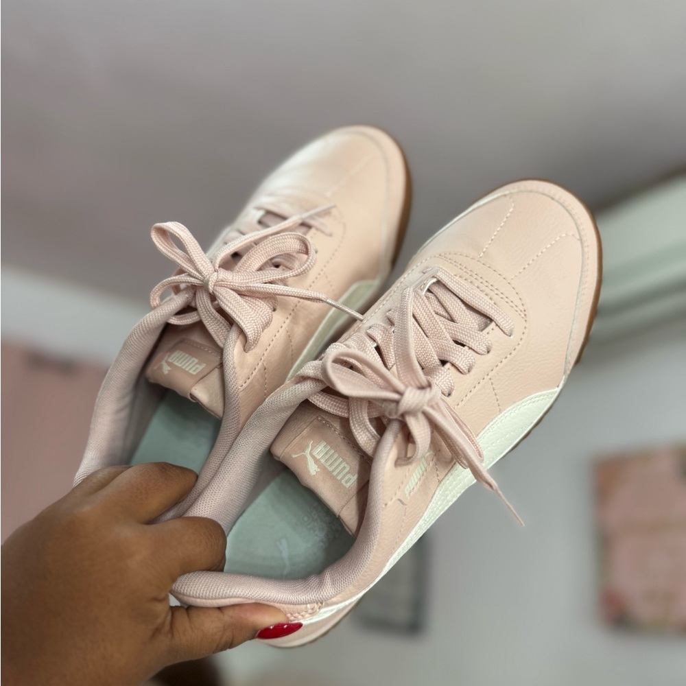 Puma Women's Soft Pink and White Sneakers